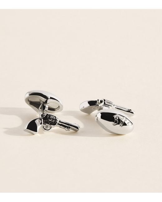Babette Wasserman Natural Rhodium-Plated Pistol Cufflinks for men