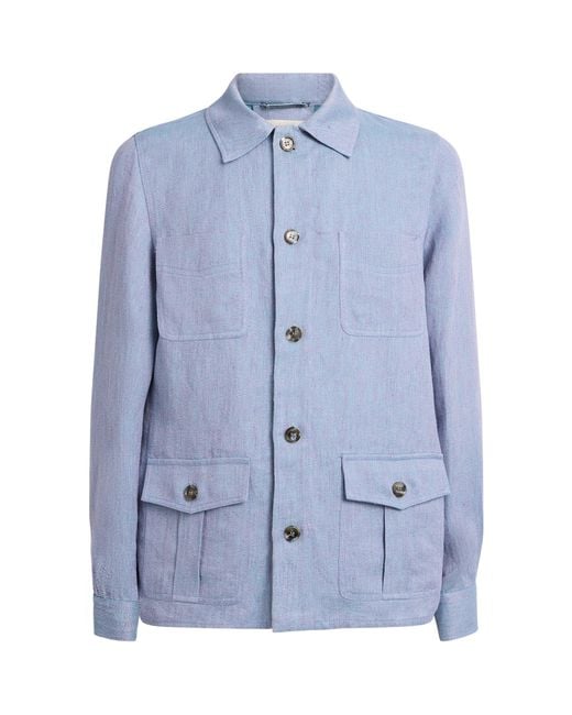 Jacob Cohen Blue Linen Overshirt for men