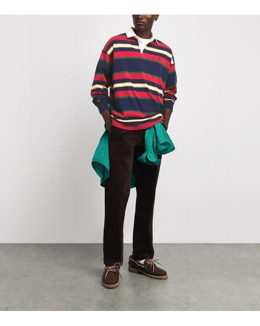 Polo Ralph Lauren Red Cotton Stripe Rugby Shirt for men