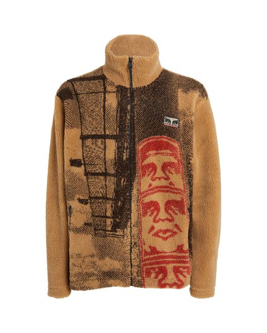 Napapijri Brown X Obey Graphic Fleece Jacket for men