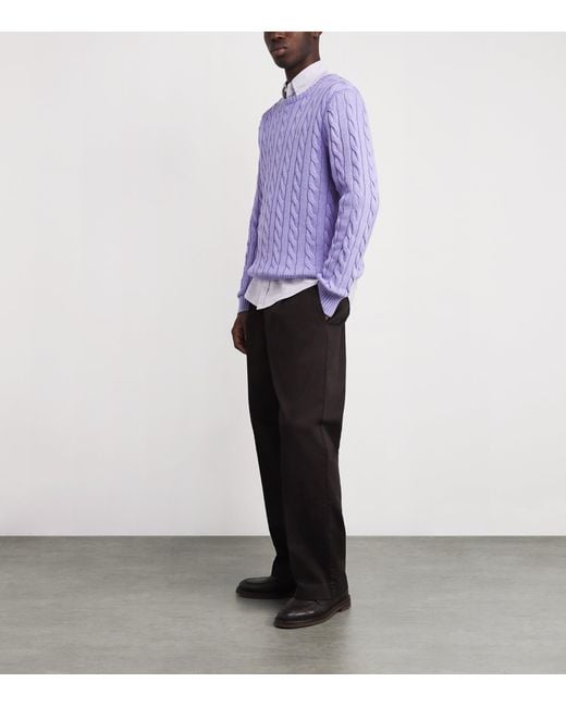 Polo Ralph Lauren Purple Cotton Cable-Knit Sweater for men
