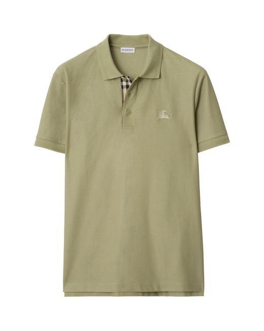 Burberry Green Cotton Ekd-Embroidered Polo Shirt for men