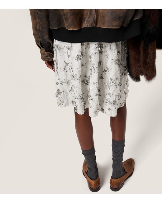 Miu Miu Natural Embroidered Duchesse Mini Skirt