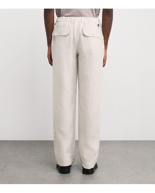 Belstaff White Linen Forge Trousers for men