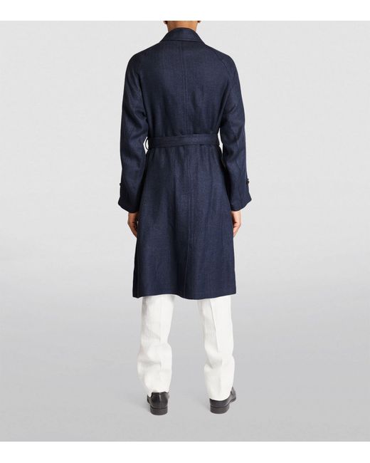 Ralph Lauren Purple Label Blue Linen-silk Overcoat for men