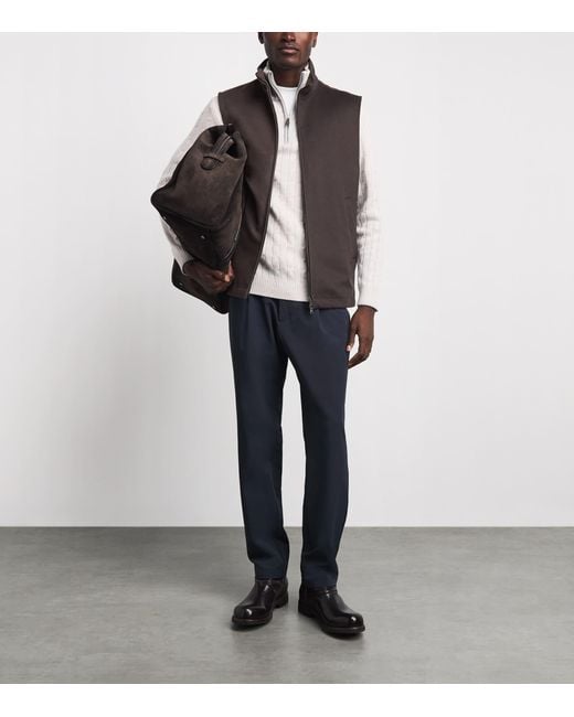 Herno Brown Wool-Cashmere Gilet for men