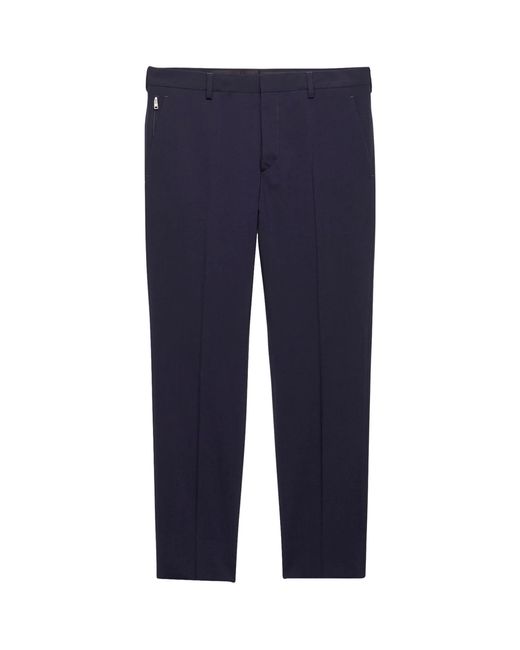 Prada Blue Stretch-Wool Light Trousers for men