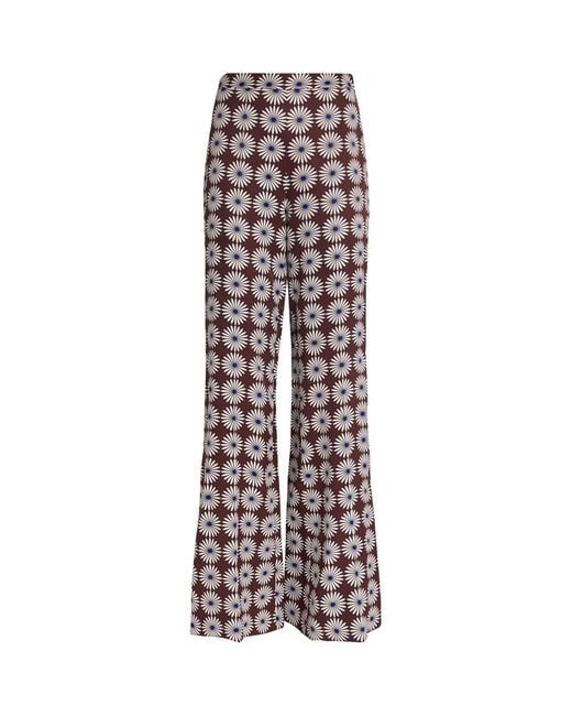Sandro Brown Floral Print Flared Trousers