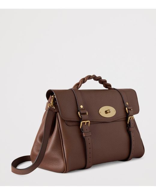 Mulberry Brown Oversized Grained Leather Alexa Satchel