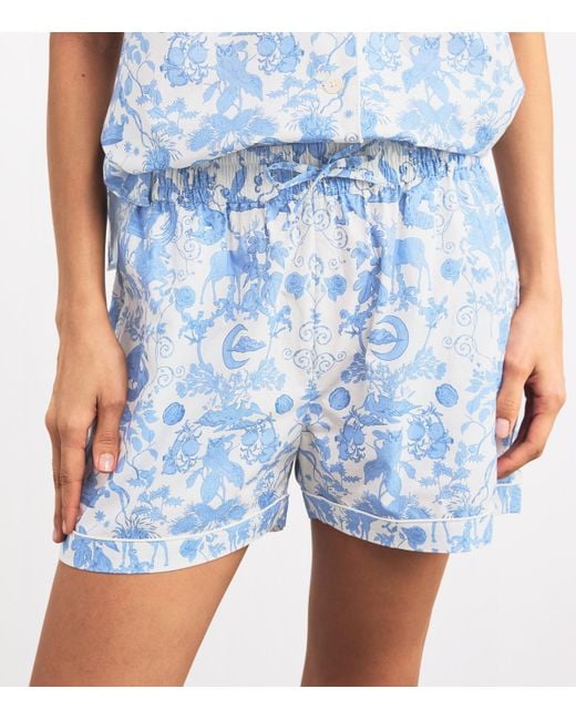 Harrods Blue Cotton Short-Sleeve Pyjama Set