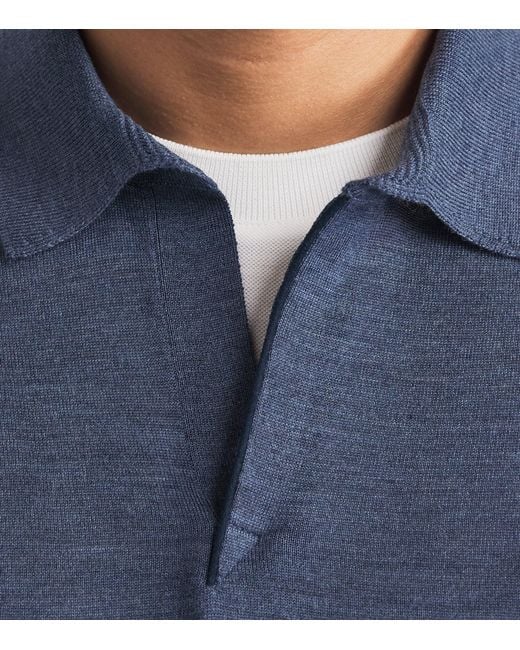 Sease Blue Virgin Wool Polo Shirt for men