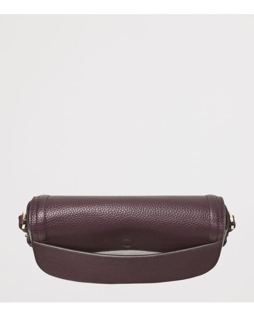 Aspinal Purple Leather Stella Cross-Body Satchel