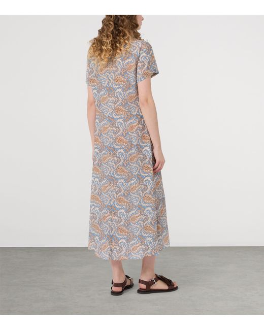 Weekend by Maxmara Gray Silk Floral Print Midi Dress
