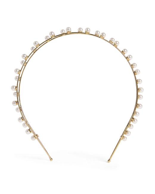 Jennifer Behr Metallic Pearl-Embellished Double Ayla Headband