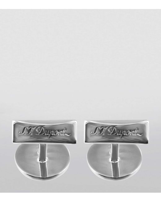 S T Dupont Metallic Iconic Monogram Cufflinks for men