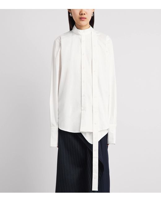 Late for Work White Cotton Double-Placket Shirt