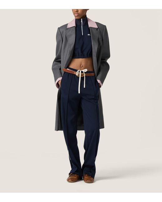 Miu Miu Blue Technical Logo Crop Top