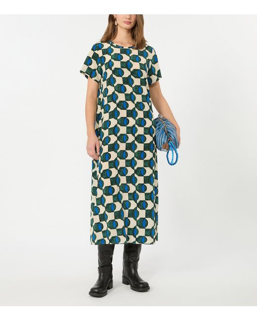 Weekend by Maxmara Green Silk Printed Midi Dress
