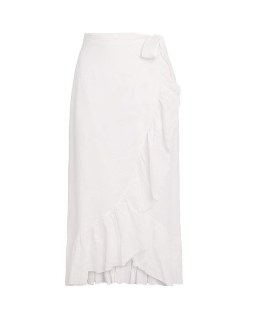 Heidi Klein White Linen Bay Midi Skirt