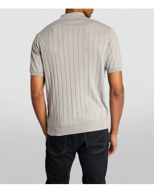 Corneliani Gray Ribbed Polo Shirt for men