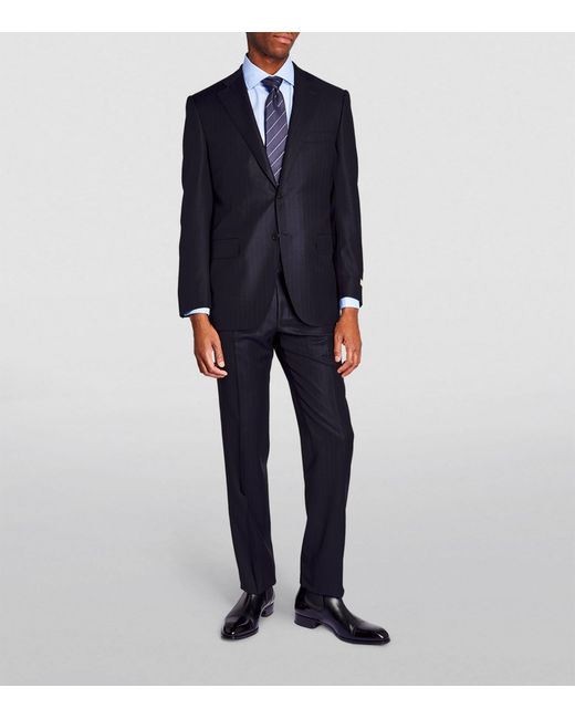 Canali Blue Wool Pinstripe 2-piece Suit for men