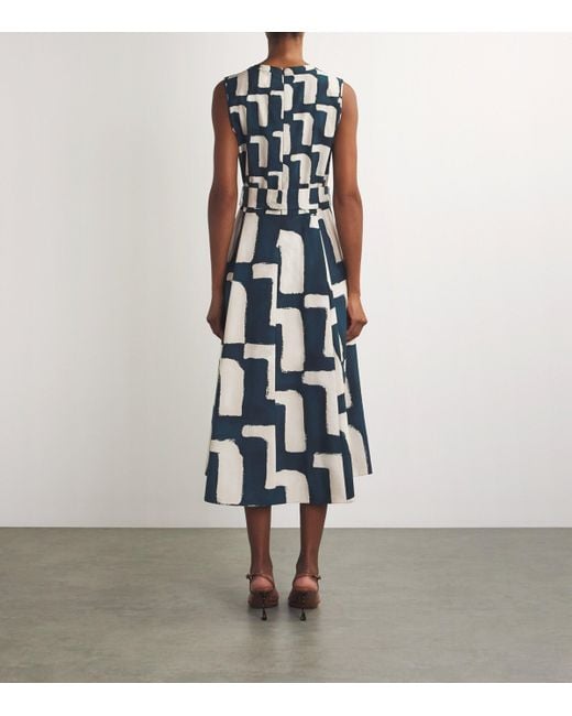 Max Mara Blue Belted A-Line Midi Dress