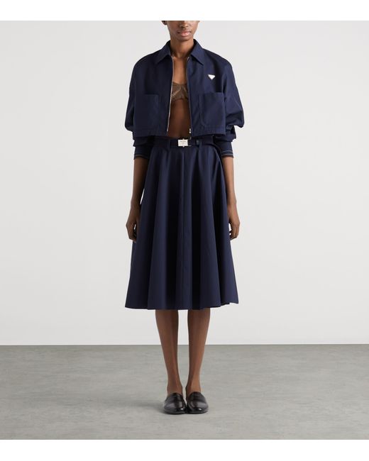 Prada Blue A-Line Midi Skirt