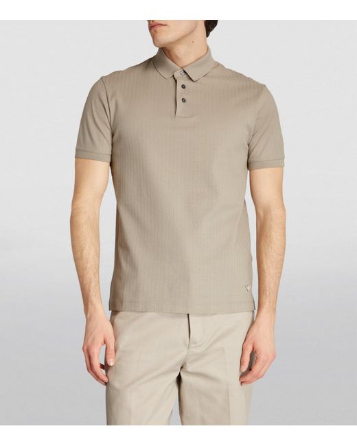 Emporio Armani Natural Jacquard-Jersey Polo Shirt for men