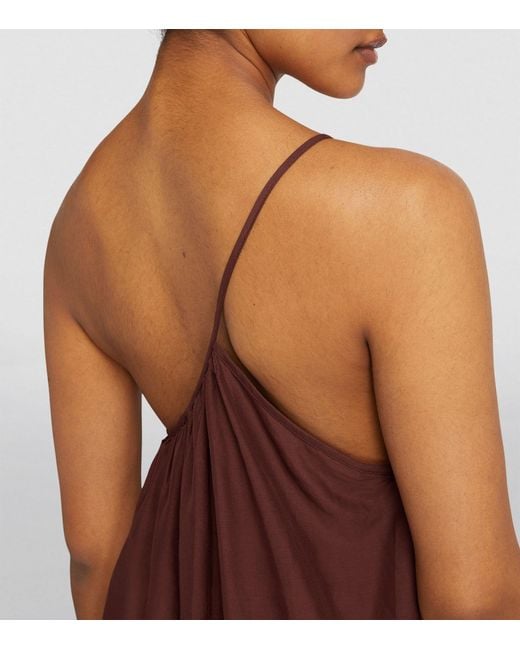 Matteau Brown Cotton-silk One-shoulder Maxi Dress