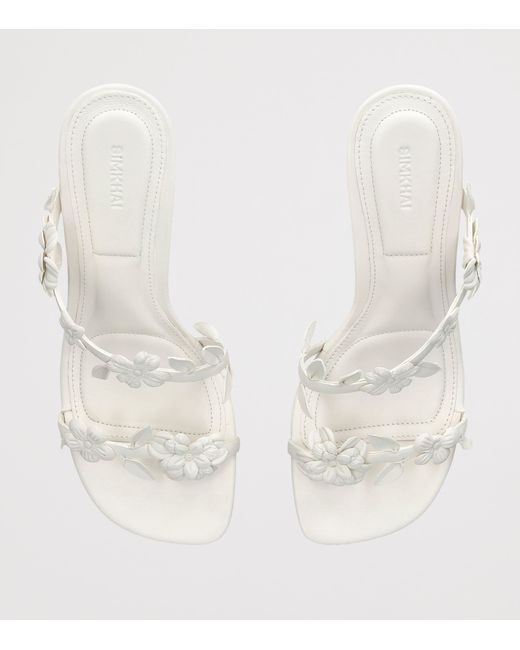 Jonathan Simkhai White Leather Floral Willow Heeled Sandals 75