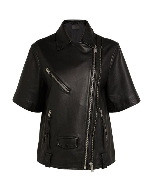 AllSaints Black Leather Ripley Biker Jacket