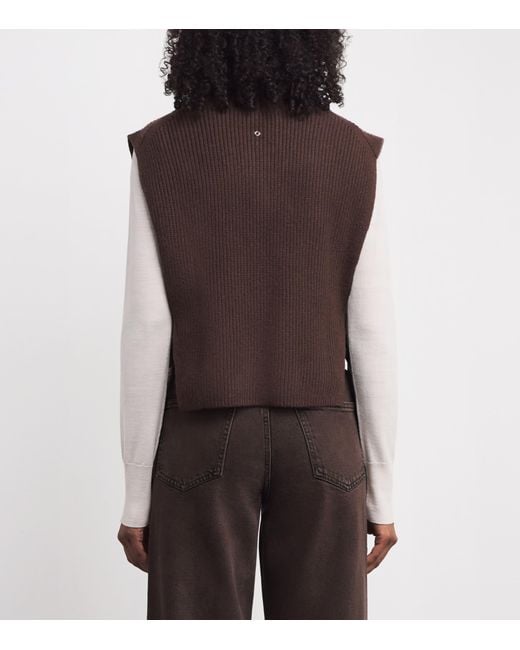 Maje Brown Wool-Cashmere Sweater Collar