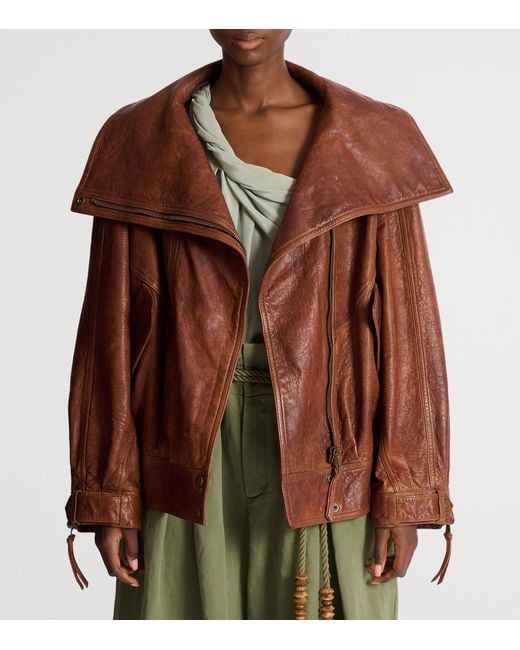 Balmain Brown Lambskin Bomber Jacket