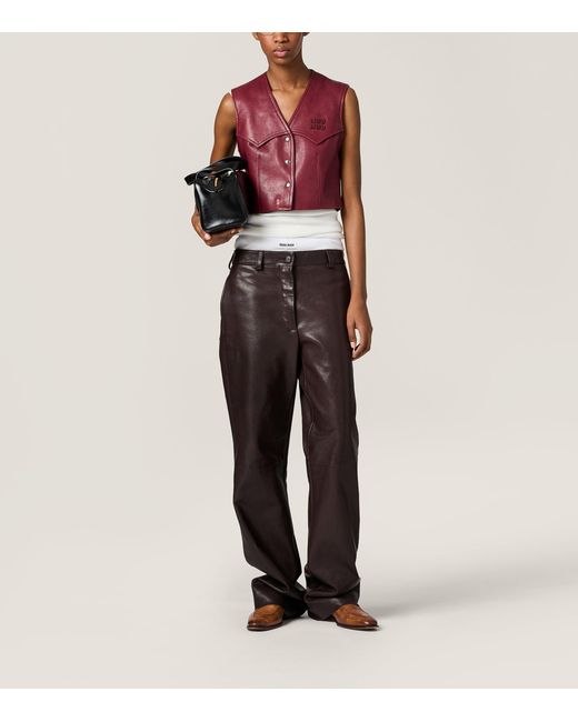 Miu Miu Brown Leather Trousers