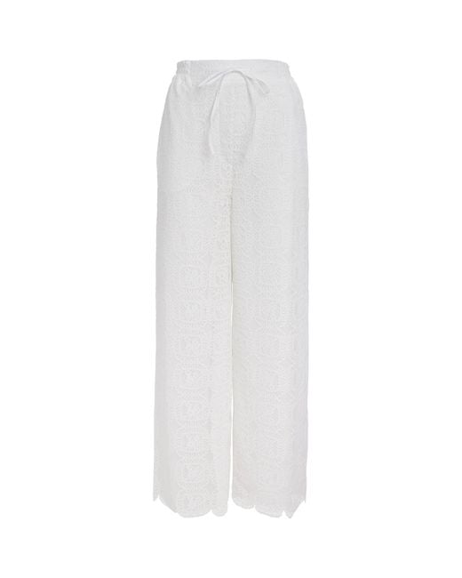 Claudie Pierlot White Lace Wide-Leg Trousers