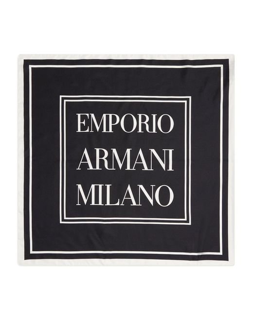 Emporio Armani Black Silk Logo Scarf for men