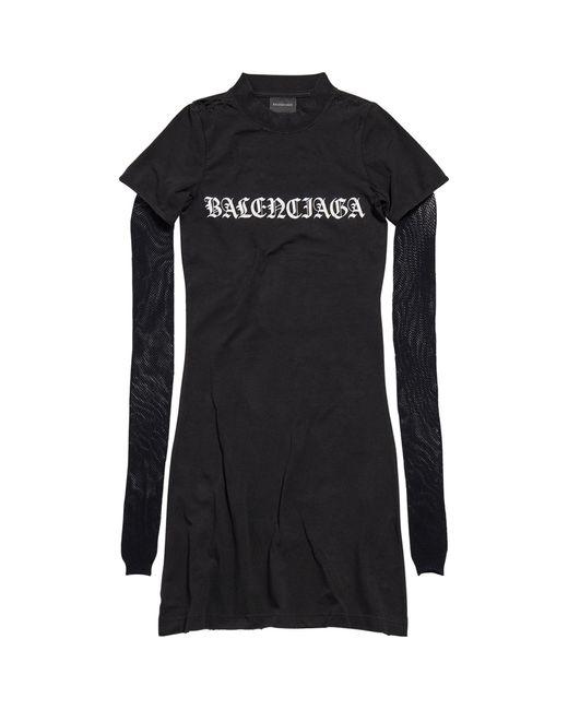 Balenciaga Black Mesh-sleeve T-shirt Dress
