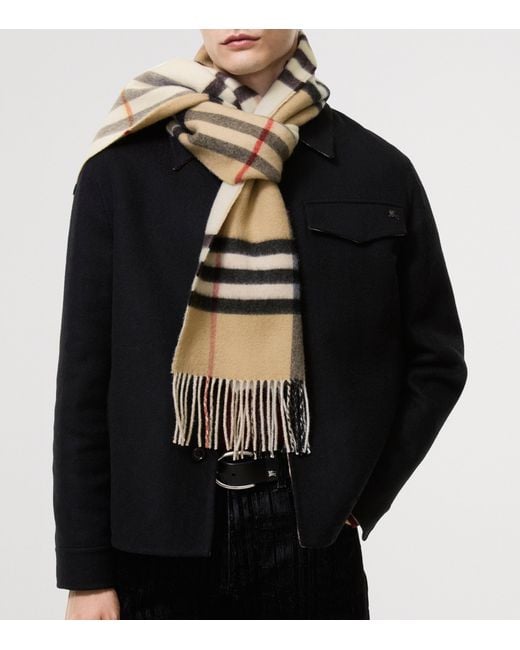 Burberry Natural Cashmere Reversible Check Scarf
