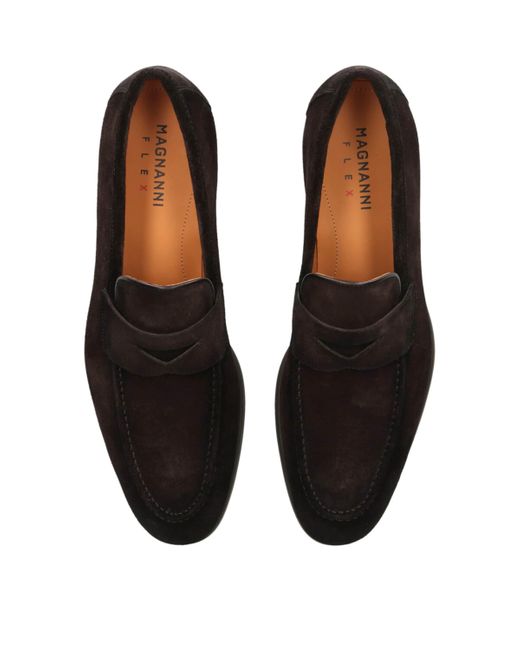 Magnanni Shoes Black Suede Diezma Loafers for men