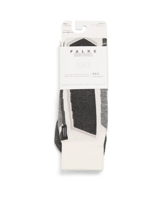 Falke White Cashmere-Blend Sk2 Skiing Socks