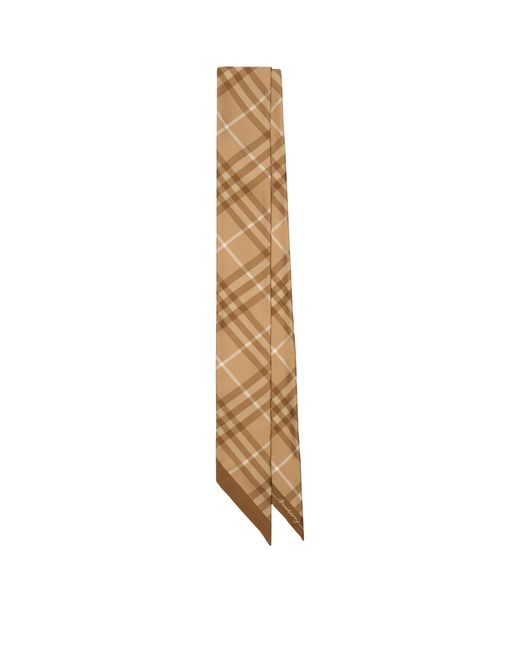 Burberry Metallic Silk Contrast Check Skinny Scarf