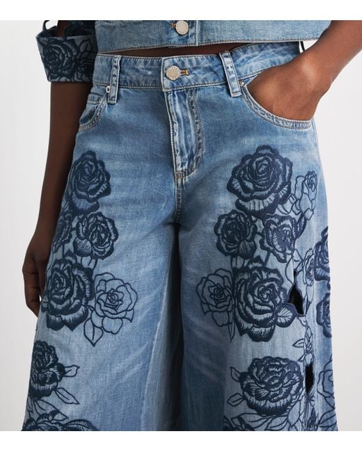 Alice + Olivia Blue Sidney Laser-Cut Jeans