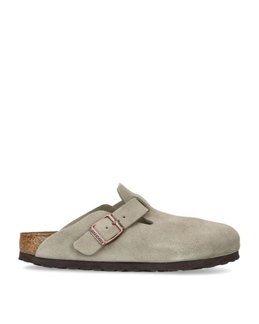 Birkenstock White Suede Boston Clogs