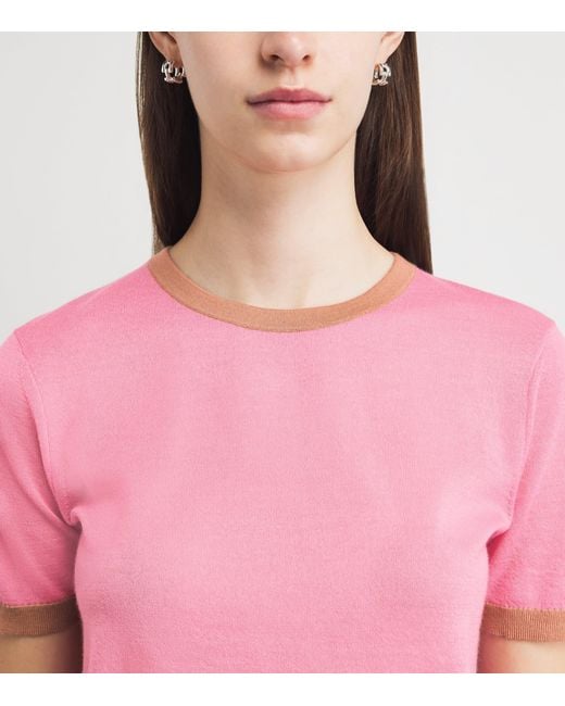 Guest In Residence Pink Cashmere Airy Ringer T-Shirt