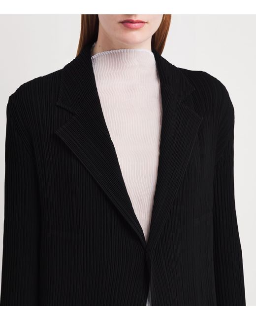 Issey Miyake Black Hatching Pleats Blazer