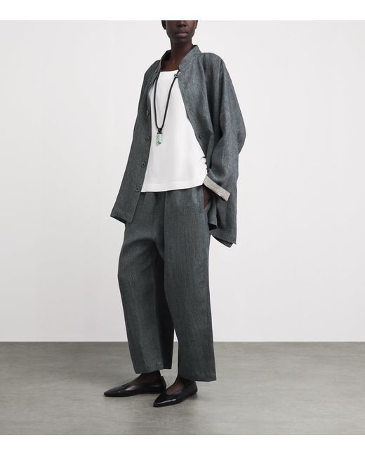 Eskandar Gray Linen Wide Longline Jacket