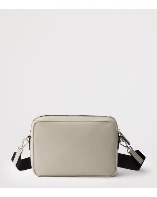 Prada Gray Leather Cross-Body Bag for men