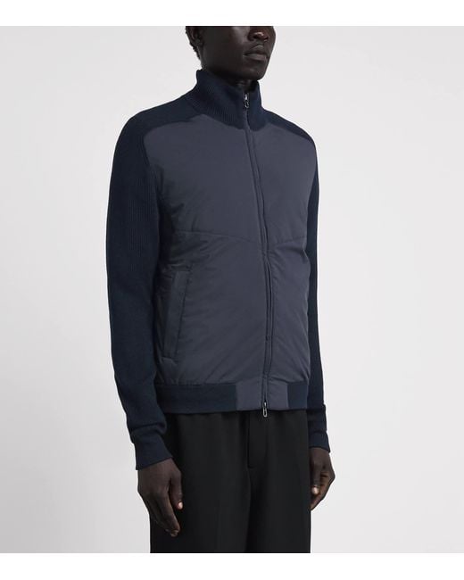 Sease Blue Virgin Wool-Shell Bomber Jacket for men