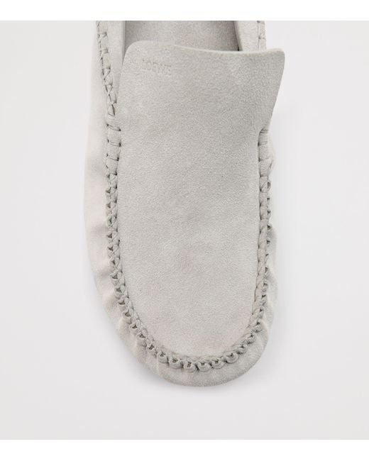 Loewe White Suede Rambla Loafers for men