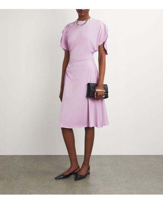 Victoria Beckham Purple Drape-Detail Mini Dress